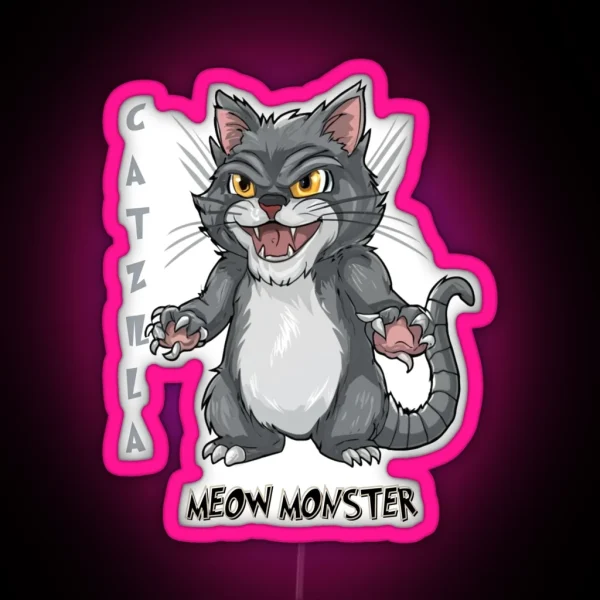 Catzilla Meow Monster RGB Neon Sign