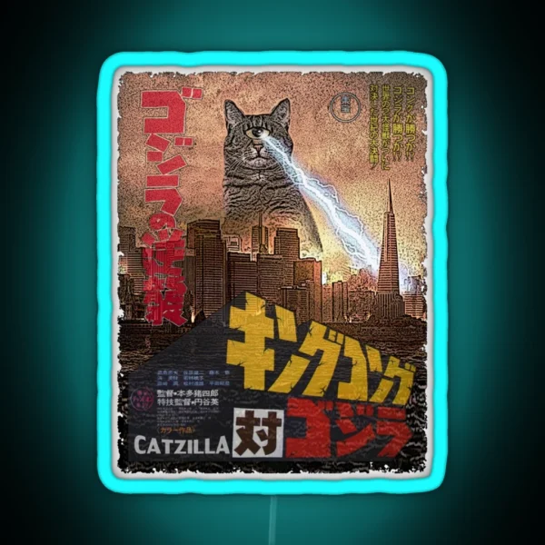 Catzilla Movie Perfect Gift RGB Neon Sign