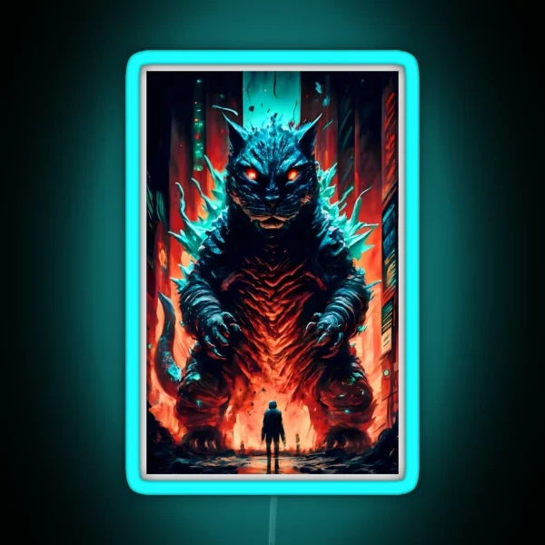 Catzilla Painting RGB Neon Sign
