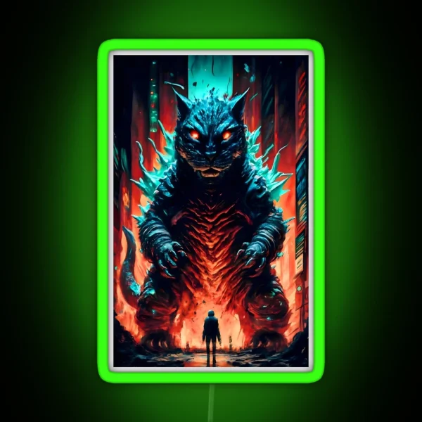 Catzilla Painting RGB Neon Sign