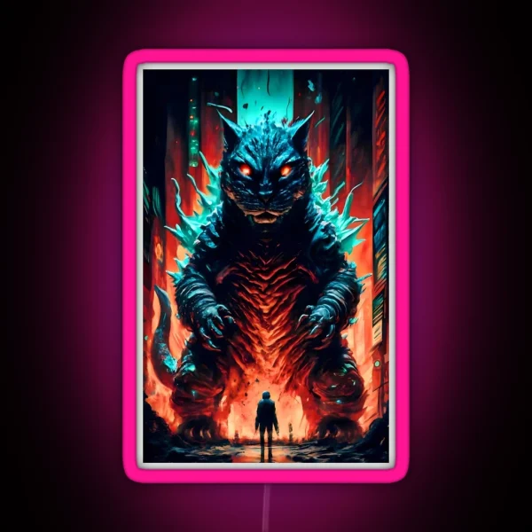 Catzilla Painting RGB Neon Sign