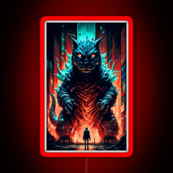 Catzilla Painting RGB Neon Sign