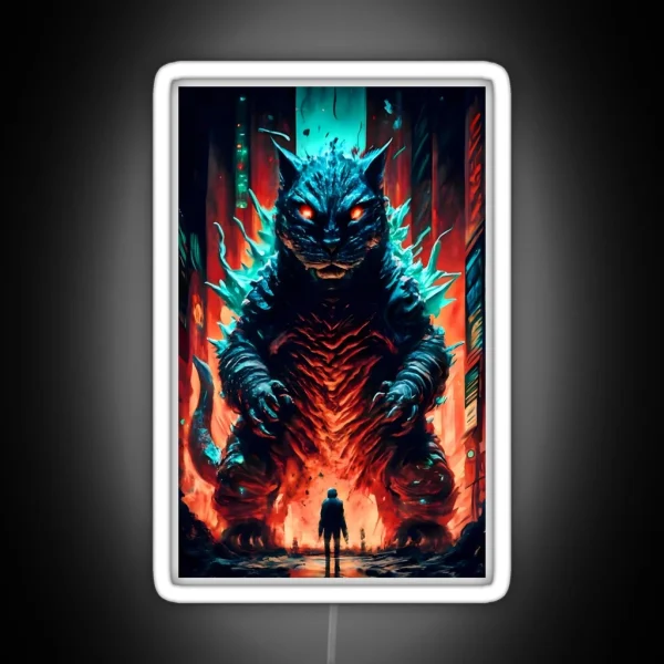 Catzilla Painting RGB Neon Sign