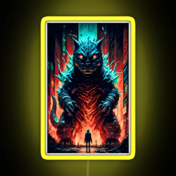 Catzilla Painting RGB Neon Sign