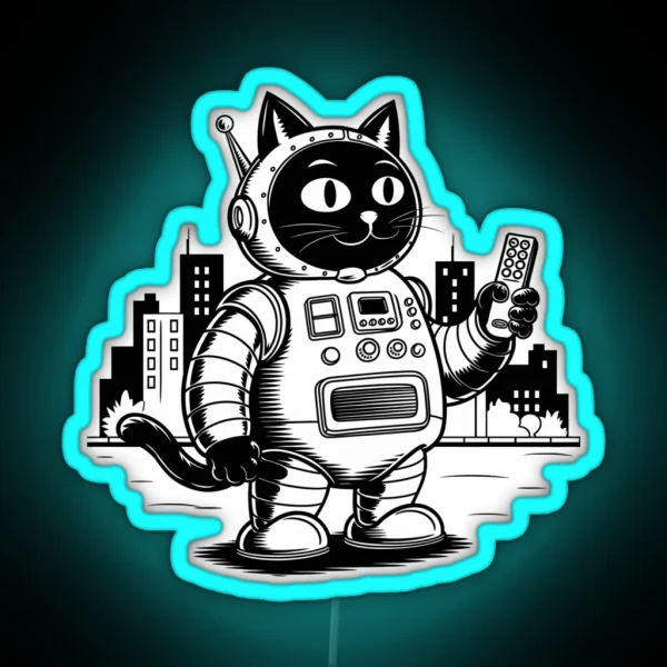 Catzilla Robot RGB Neon Sign