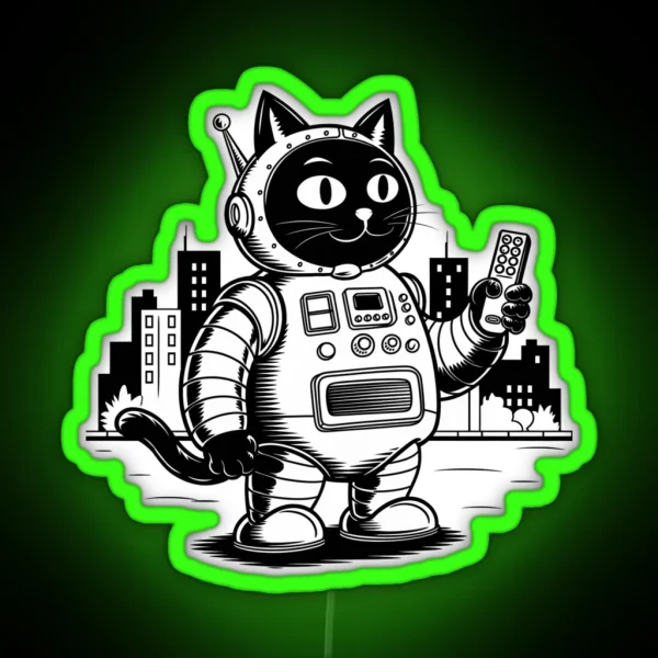 Catzilla Robot RGB Neon Sign