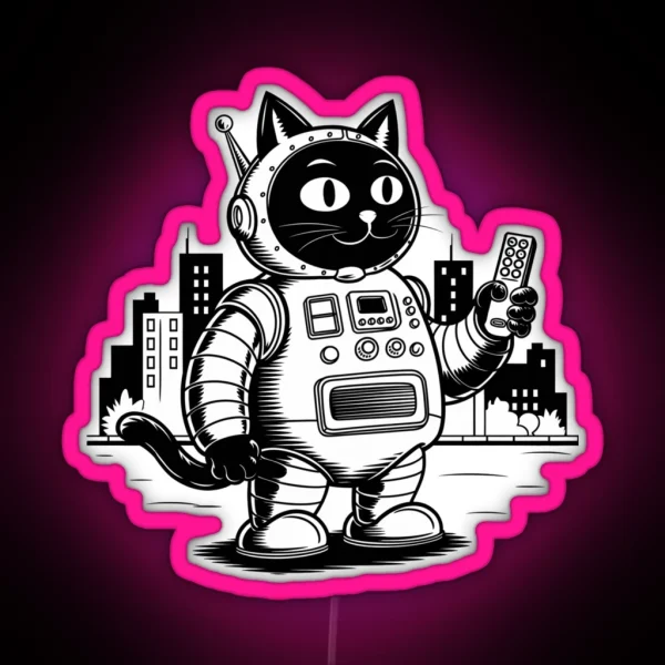 Catzilla Robot RGB Neon Sign