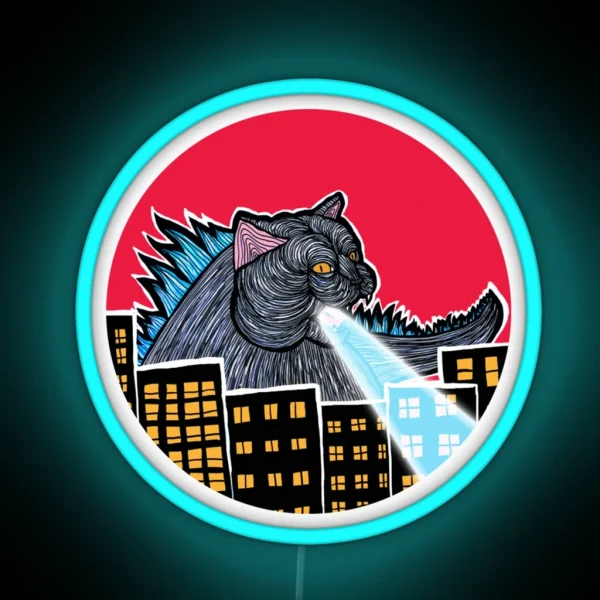 Catzilla Scooter Perfect Gift RGB Neon Sign