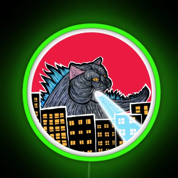 Catzilla Scooter Perfect Gift RGB Neon Sign