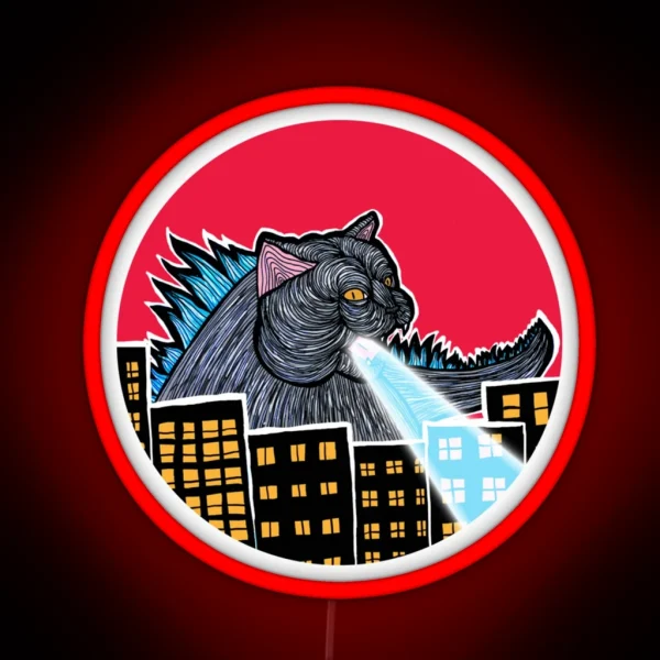 Catzilla Scooter Perfect Gift RGB Neon Sign