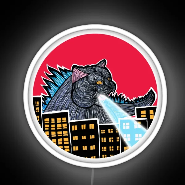 Catzilla Scooter Perfect Gift RGB Neon Sign
