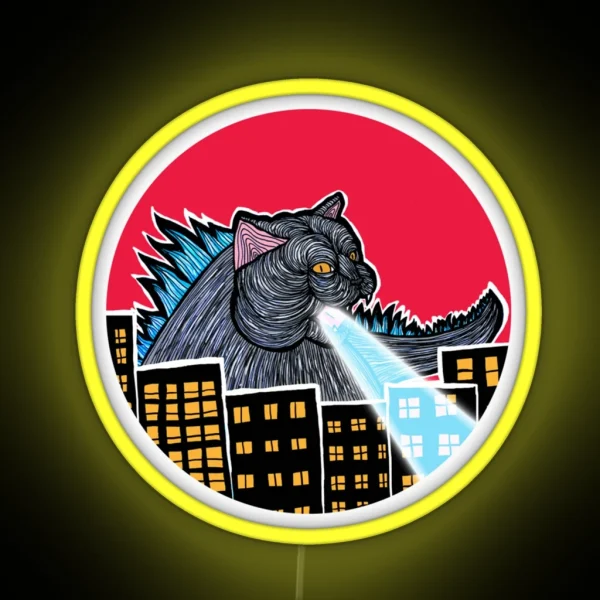 Catzilla Scooter Perfect Gift RGB Neon Sign
