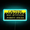 Caution Bad Attitude Pointy Sticks RGB Neon Sign - Image 3