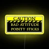 Caution Bad Attitude Pointy Sticks RGB Neon Sign