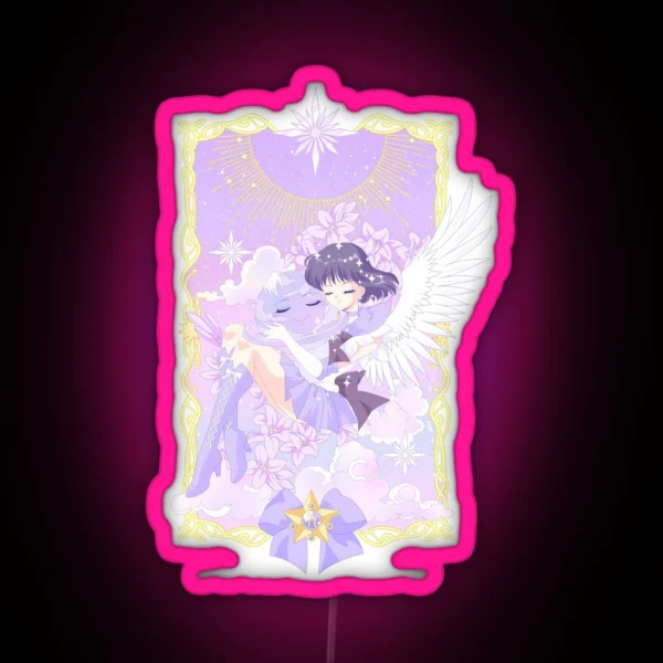 Celestial Embrace Saturn RGB Neon Sign
