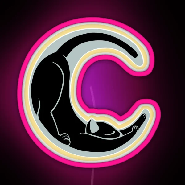 Celestial Stretching Moon Cat RGB Neon Sign