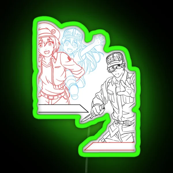 Cells At Work Line Work FOR WHITE And Other Color S RGB Neon Sign