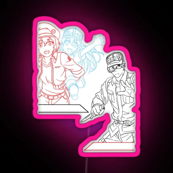 Cells At Work Line Work FOR WHITE And Other Color S RGB Neon Sign