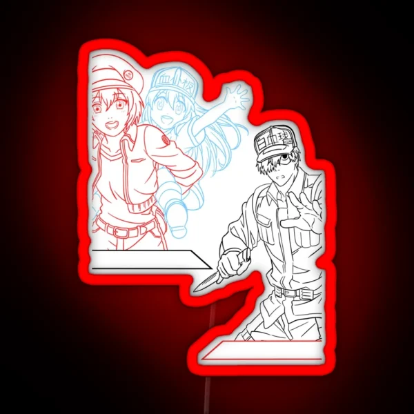 Cells At Work Line Work FOR WHITE And Other Color S RGB Neon Sign