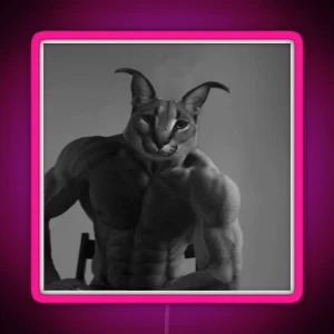 CHAD FLOPPA CAT CARACALS GIGA CHAD CAT GIGA CAT MUSCLE FLOPPA CAT RGB Neon Sign