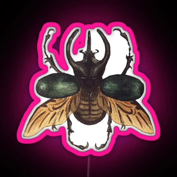 Chalcosoma Atlas Dynastid Beetle Watercolor RGB Neon Sign