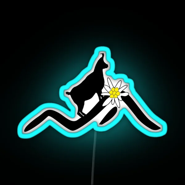 Chamois Mountains And Edelweiss Flower RGB Neon Sign