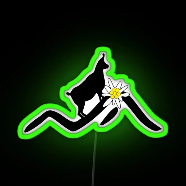 Chamois Mountains And Edelweiss Flower RGB Neon Sign