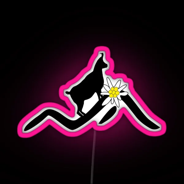 Chamois Mountains And Edelweiss Flower RGB Neon Sign