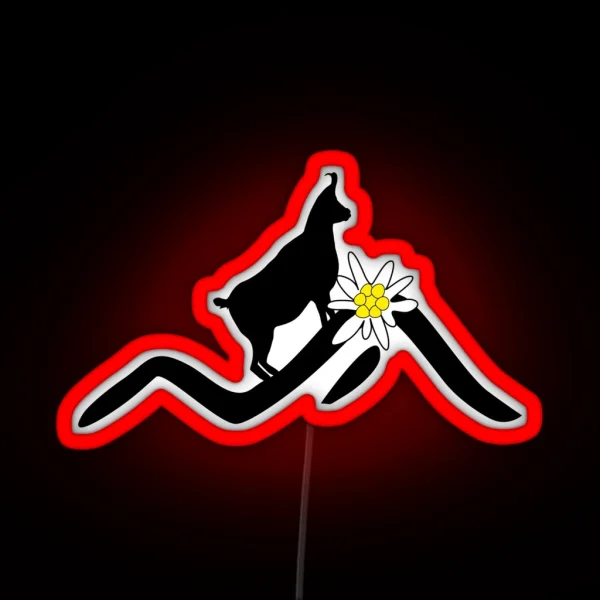 Chamois Mountains And Edelweiss Flower RGB Neon Sign