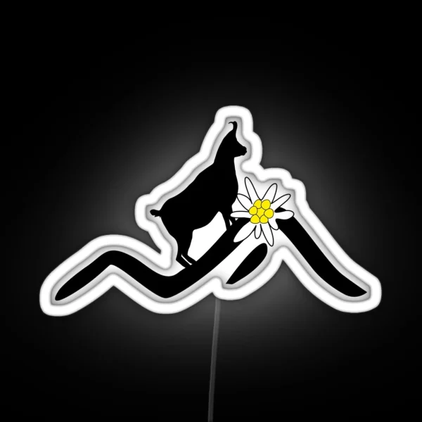 Chamois Mountains And Edelweiss Flower RGB Neon Sign