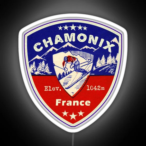 Chamonix France Skiing Ski Mountains Skier RGB Neon Sign