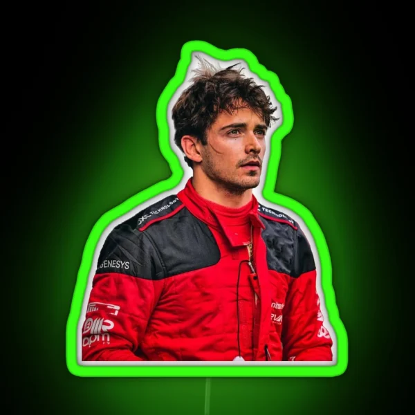 Charles Leclerc F1 Driver Scuderia Ferrari F1 Sweaty RGB Neon Sign
