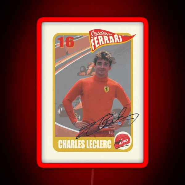 Charles Leclerc Trading Card RGB Neon Sign