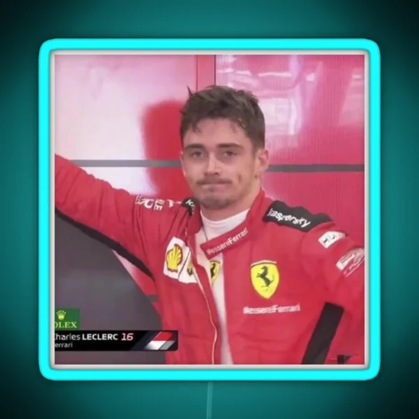 Charles Leclerc Unimpressed Meme RGB Neon Sign