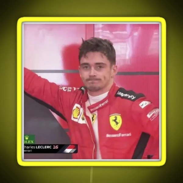 Charles Leclerc Unimpressed Meme RGB Neon Sign