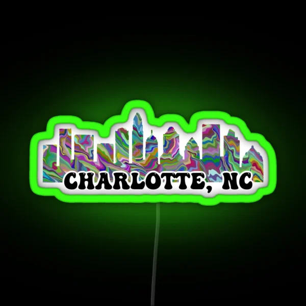 Charlotte NC Skyline Rainbow RGB Neon Sign