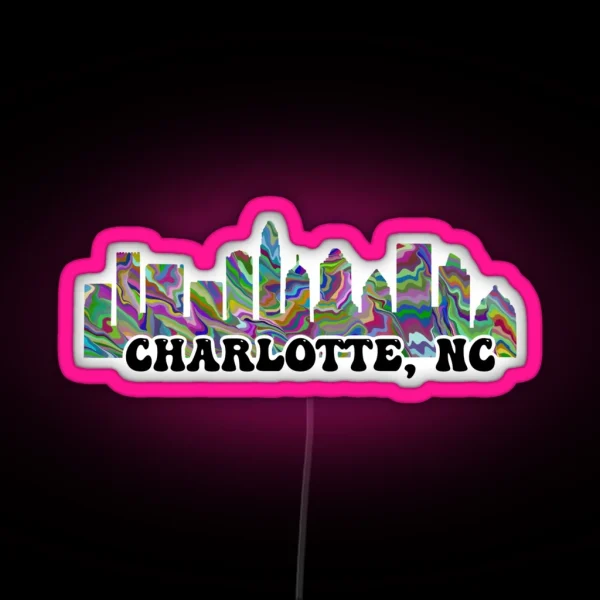 Charlotte NC Skyline Rainbow RGB Neon Sign