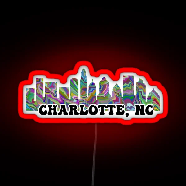 Charlotte NC Skyline Rainbow RGB Neon Sign