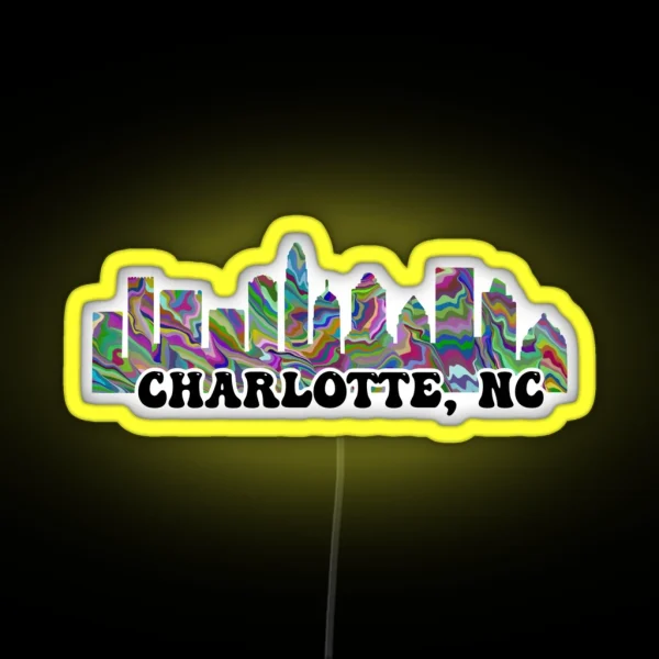 Charlotte NC Skyline Rainbow RGB Neon Sign