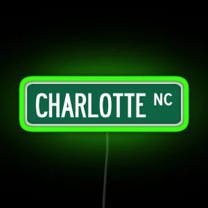 Charlotte NC Street Sign RGB Neon Sign