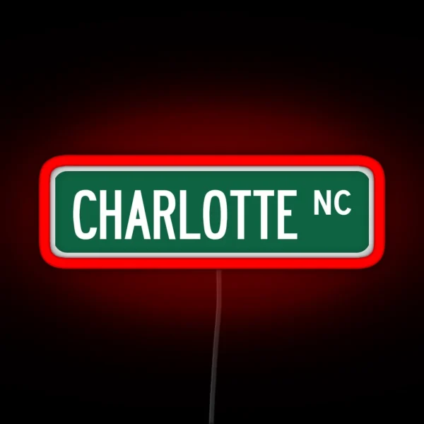 Charlotte NC Street Sign RGB Neon Sign