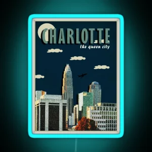 CHARLOTTE QUEEN CITY POSTER DESIGN RGB Neon Sign