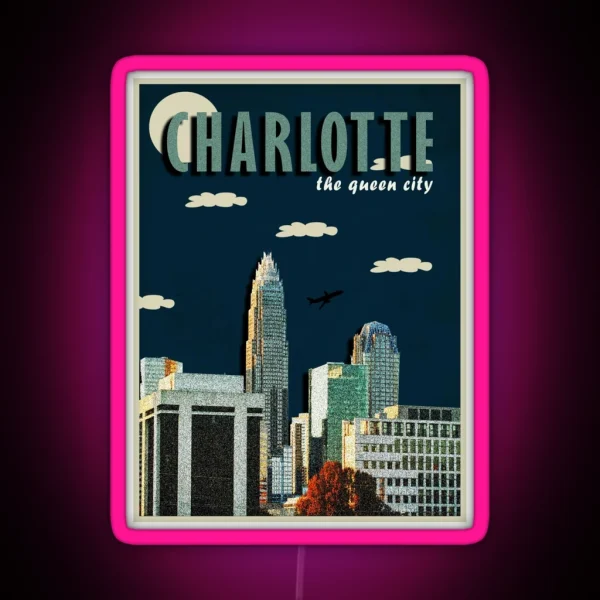 CHARLOTTE QUEEN CITY POSTER DESIGN RGB Neon Sign