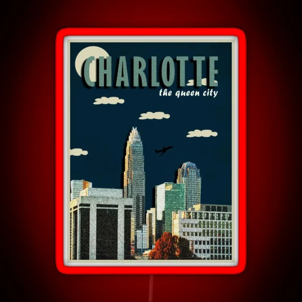 CHARLOTTE QUEEN CITY POSTER DESIGN RGB Neon Sign