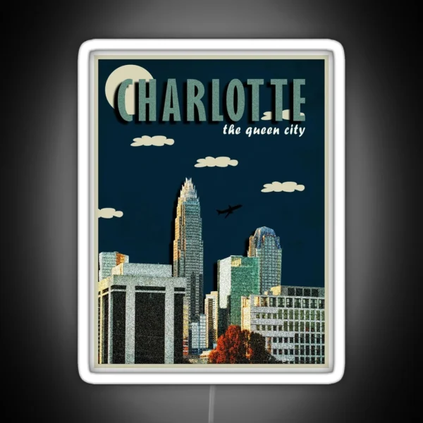 CHARLOTTE QUEEN CITY POSTER DESIGN RGB Neon Sign