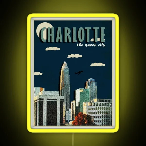 CHARLOTTE QUEEN CITY POSTER DESIGN RGB Neon Sign