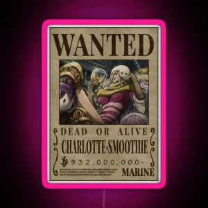 Charlotte Smoothie Wanted One Piece Bounty Poster RGB Neon Sign