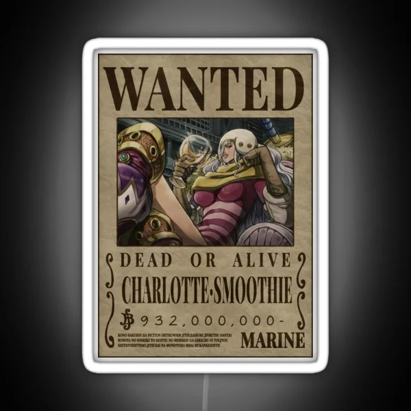 Charlotte Smoothie Wanted One Piece Bounty Poster RGB Neon Sign