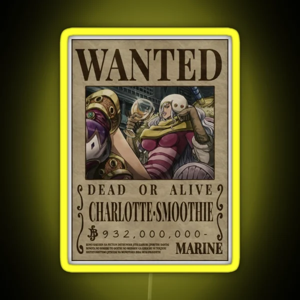 Charlotte Smoothie Wanted One Piece Bounty Poster RGB Neon Sign