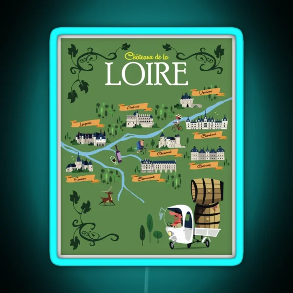 Chateaux De La Loire Poster RGB Neon Sign